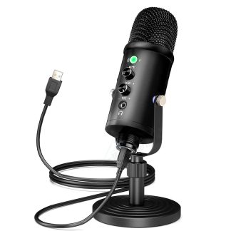 Bakeey BM898 Metal USB Micro Condensateur Microphone Enregistrement pour Ordinateur Portable Windows Cardioede Studio Enregistrement Vocal Voix Sur YouTube Tik Tok - Noir