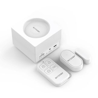 BlitzWolf BW-IS22 WIFI et Tuya sans fil 2G et GSM systeme d'alarme de securite pour maison intelligente avec contrele APP connectez Max e 99 accessoires et alarme multicanal - Blanc