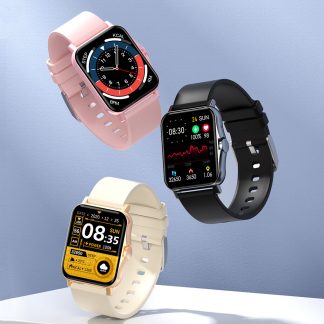 [Appel Bluetooth] Bakeey ZW23 Bracelet e ecran tactile complet de 1,69 pouces Temperature corporelle Frequence cardiaque Pression arterielle Moniteur d'oxygene dans le sang Multi-Dials 20 jours de veille Montre intelligente - Bleu