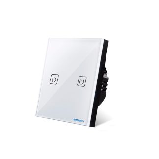 BONDA commutateur intelligent Type 86 1/2/3 voies RF433 commutateur de telecommande sans fil ecran tactile avec commutateur auxiliaire - Blanc 1 voie