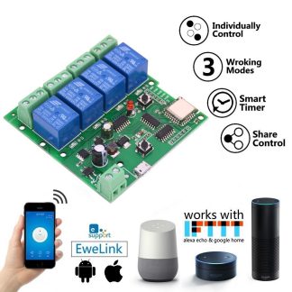 Module de relais e 4 voies EACHEN ST-DC4 WiFi Module de commutation momentane / autobloquant / verrouillage fonctionne avec Amazon Alexa - Wifi