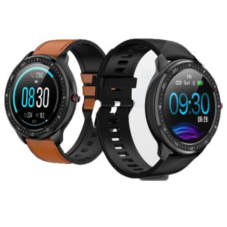 Bakeey Z06 1.3 'plein ecran tactile rond bracelet frequence cardiaque moniteur de pression arterielle multiple cadran contrele de la camera montre intelligente - Noir