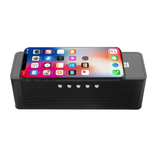 JY-28 Qi Sans Fil Chargeur Rapide Bluetooth NFC Haut-Parleur Support Reveil TF Carte USB AUX - Dore