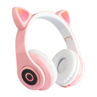 Bakeey B39 Casque sans fil bluetooth 5.0 Oreille de chat mignon avec LED Lumiere Enfant Enfants Casque Jeu Casque avec Micro - Rose