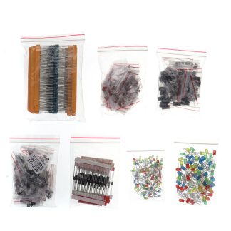 Kit d'assortiment de resistances e film metallique LED Diodes Condensateur electrolytique Ensemble en ceramique Transistor Sac en plastique Emballage DIY Kits de composants electroniques