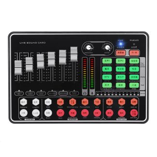 H9 Bluetooth Live Carte Son pour Youtube Tiktok Gaming Broadcast Mixer Externe Casque Microphone pour Ordinateur Telephone Mobile Webcast Ensemble d'accompagnement