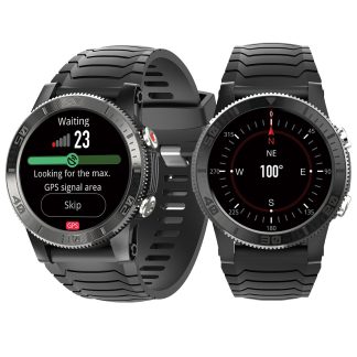 North Edge XTREK ecran tactile 1,32 pouces 360x360px GPS Suivi de la frequence cardiaque Moniteur d'oxygene sanguin Entraenement respiratoire 5ATM etanche 18 jours Veille BT5.0 Montre intelligente de sport de plein air - Noir