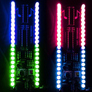 20 segments LED lumiere du spectre de la musique bricolage Kit electronique Kit de production d'indicateur de rythme de commande vocale Double rangee 127x39mm - pieces colorees