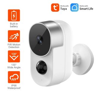 Tuya 1080P Camera IP WiFi 2MP AI PIR Detecteur de mouvement Derection Audio bidirectionnel Batterie Camera CCTV de securite alimentee exterieure etanche