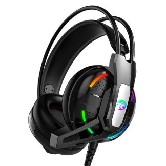 A12 Gaming Headphone Head Bass Bass Stereo Ecouteur filaire avec micro LED lumiere pour ordinateur de bureau - Noir