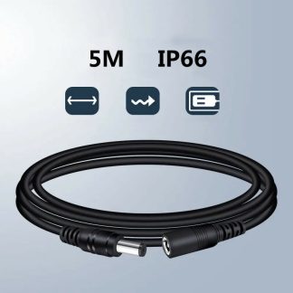 Ceble d'extension d'alimentation Guudgo 5M noir IP66 etanche pour camera Guudgo interieure et exterieure