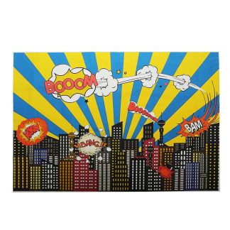 5x7FT 9x6FT Vinyle Cartoon Ville Bang Booom Photographie Toile de fond Fond Studio Prop - 2,7 x 1,8 m