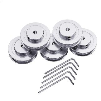5Pcs 60Teeth 5mm Trou Interieur GT2-60T Poulie De Synchronisme + Cle Pour RepRap Prusa 3D Imprimante