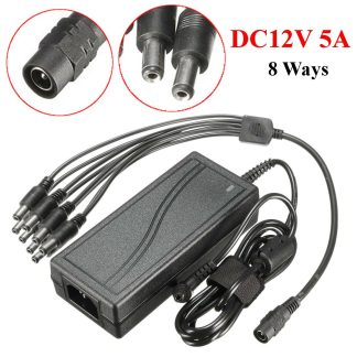 DC12V adaptateur d'alimentation du moniteur 5a pour la radio de la camera LED pc + ceble repartiteur 8 voies