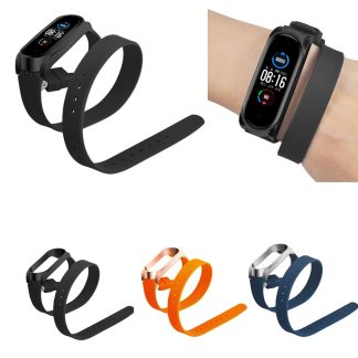 Bakeey boucle coque en metal longue sangle de remplacement en Silicone montre intelligente Bande pour Xiaomi Mi Bande 5 Non original - Noir