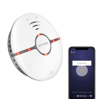 Detecteur de fumee WiFi BlitzWolfe BW-IS7 Tuya Detecteur de fumee intelligent sans fil avec fonction d'auto-contrele automatique Alarme e distance