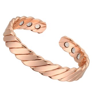 Mode Bracelet en or rose magnetique aimant neodyme therapie soulagement de la douleur soins de sante bracelet en cuivre