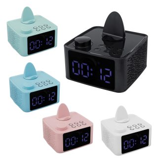 2 en 1 sans fil stereo Bluetooth 5.0 haut-parleur double reveil Subwoofer Hifi lecteur de musique avec support de telephone Support FM Radio TF carte AUX - Vert clair