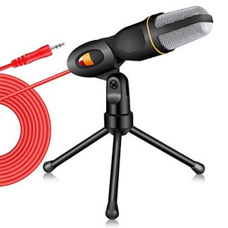 Bakeey Live Microphone Microphone de jeu Microphone filaire 3,5 mm Microphone e condensateur stereo avec support Trepied de bureau pour PC YouTube Video Skype Chat Chat Gaming Podcast Recording - Noir