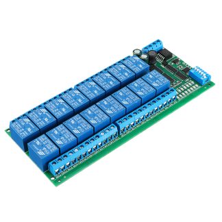 R421B16 16CH DC 12 V RS485 Carte de relais Modbus RTU RS485 Commutateur de telecommande de Bus pour LED moteur PLC PTZ camera maison intelligente