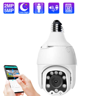ECQ06-2MP 1080P Camera IP WiFi Suivi automatique sans fil 2MP Vision nocturne PTZ Vitesse etanche Dome Camera de surveillance PTZ E27 Connecteur Stockage de carte TF