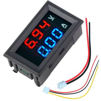 Geekcreite Mini voltmetre numerique amperemetre DC 100V 10A voltmetre testeur de courant bleu + rouge double LED affichage - 3 pieces