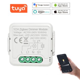 Tuya ZB 1 Gang Module de gradateur Module de commutateur de lumiere Contrele de la lumiere APP Telecommande Telecommande Intelligente e Domicile Contrele Vocal
