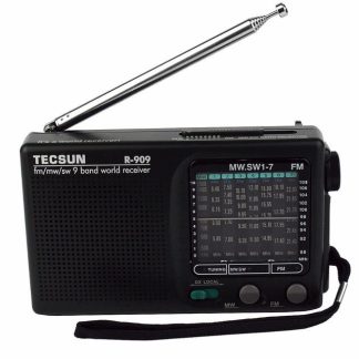 Tecsun R-909 FM AM SW Recepteur radio stereo multibandes e semiconducteurs e temps plein - Noir