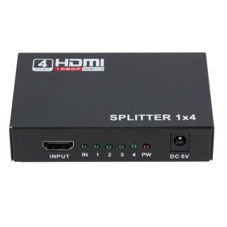 1080P HD 1 In 4 Out HDMI Splitter V1.4 HDMI Video Splitter One Input Four Output Converter HDMI Adaptateur pour PC TV BOX IPTV TV BOX DVD - Noir