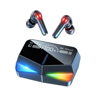 Bakeey M28 TWS ecouteurs de jeu Bluetooth 5.1 ecouteurs intra-auriculaires TWS ecouteurs stereo avec micro 2000mAh RVB Boetier de charge - Noir