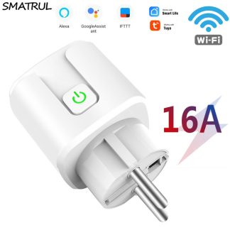 Smatrul BSD33W Tuya Wifi Smart Socket Switch 16A 220V Real Time Power Monitor Telecommande Minuterie Interrupteur Smart Home Fonctionne avec Alexa Google Home EU Plug - 16V