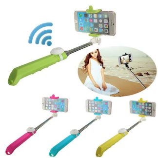 Integree Android iOS systeme portatif selfie beton bluetooth obturation monopode extensible pour telephone - Jaune