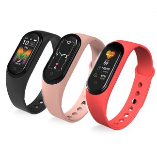 [Appel Bluetooth] Bakeey M5 BT5.0 Moniteur de tension arterielle de frequence cardiaque Bluetooth Musique Modes multisports Montre-bracelet intelligente - Rouge