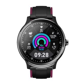 Bakeey SN80 1.3 pouces plein ecran tactile frequence cardiaque pression arterielle SpO2 moniteur bluetooth musique meteo prevision montre intelligente - rouge