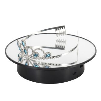 20cm 360 Degres Miroir Velours electrique Ronde Tournante Tournante Automatiquement Presentoir Photographie Studio Prop Support de Diffusion En Direct - une