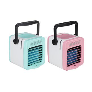 Mini poignee USB refroidisseur d'air humidifiant purifiant le reservoir d'eau de 300 ml LED ventilateur leger - rose