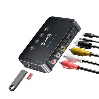 Bakeey M6 3 en 1 adaptateur recepteur bluetooth NFC 500mAh avec telecommande pour lecture et transmission de carte TF disque USB U - Noir