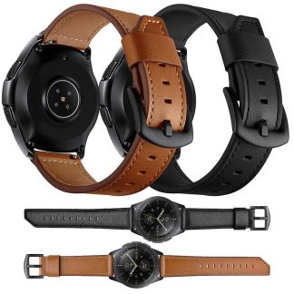 Montre en cuir de vache Bakeey 20mm largeur 22mm Bande Remplacement de la sangle pour montre Samsung Galaxy 42mm / montre Galaxy 46mm - 22mm Noir