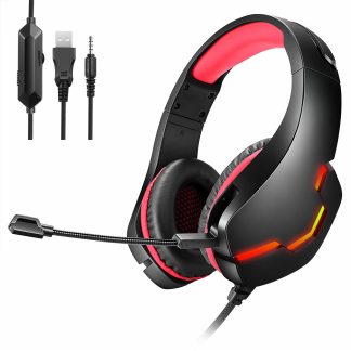 Bakeey J10 casque de jeu USB 7.1 3.5mm filaire basse profonde stereo LED casque leger avec micro pour PS4 Xbox PC portable Gamer - bleu noir