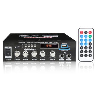 2CH bluetooth HIFI Amplificateur de puissance stereo Tuner Audio numerique Support Radio FM 2 Microphone USB SD Systeme de cinema maison Karaoke Voiture