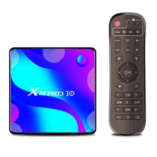X88 Pro 10 RK3318 Quad-Core 4 Go RAM 64GB ROM 5G WIFI bluetooth 4.0 Android 10.0 4K TV Box H.265 VP9 pour Neflix Facebook - Prise UE