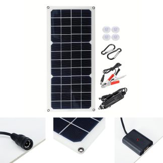 16V 10W 1.2A 420x190x2.5mm Ensemble de panneau solaire semi-flexible monocristallin avec support de boete de jonction arriere Port USB unique