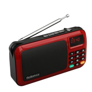 Rolton W405 Mini lecteur de musique Radio FM Portable USB TF carte PC haut-parleur avec affichage LED recepteur stereo HiFi Radio FM numerique - rouge