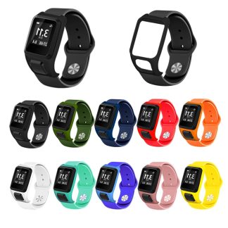 Bracelet de montre en silicone Montre Bande Protecteur d'ecran pour TOMTOM Runner3 / 2 TOMTOM Adventurer - Noir