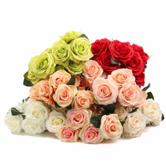 10 tete 1 Bouquet fleurs artificielles Rose fleur soie Rose fleur maison chambre mariage fete decor photographie accessoire - est
