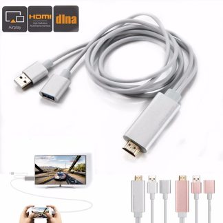 3 en 1 HDMI 1080P HD ceble Dongle adaptateur Lightning / USB / TYPE-C pour Android IOS - argent
