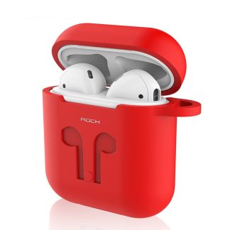 Rock Housse de protection en silicone anti-choc pour AirPods Apple Bluetooth ecouteur - Rouge