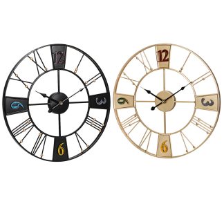 50/60 CM Roman Iron Bead Noir/Argent/Or Horloge Murale Numerique sans Batterie - 50noir