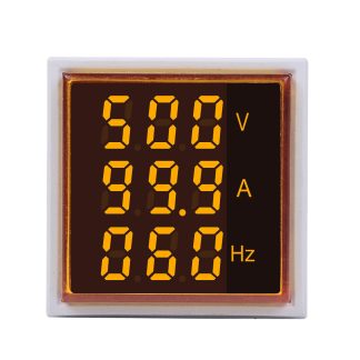 5pcs Geekcreite 3 en 1 AC 60-500V 100A Carre Jaune LED Voltmetre numerique Amperemetre Hertz Indicateurs de signal Tension Tension Courant Frequence Combo Indicateur de compteur avec testeur rond