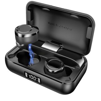 X13 bluetooth 5.0 casque TWS double ecouteur avec affichage numerique sans fil avec boete de charge 4000mAh - Noir